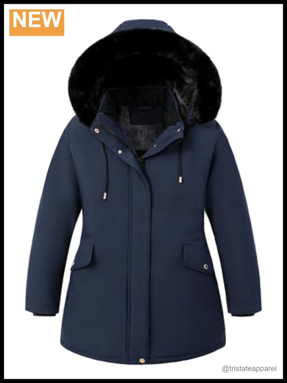 Plus Size Puffer Down Coat Waterproof Windproof Faux Fur Hood Winter